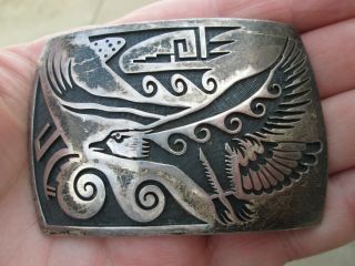 Vintage Hopi - Silver - Eagle Belt Buckle By Raymie Namingha - Walter Polelonema