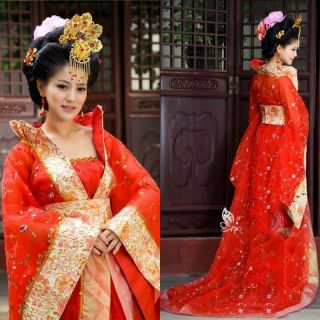 Chinese Traditional Ancient Style Women Cosplay Costume Dance Dress Red Han Fu