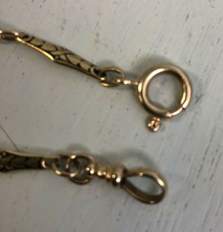 Antique Victorian 14k gold & black enamel pocket watch chain necklace 17.  33 g 10