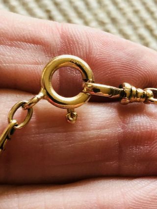 Antique Victorian 14k gold & black enamel pocket watch chain necklace 17.  33 g 3