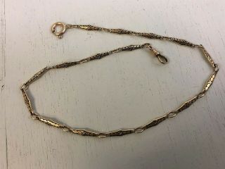 Antique Victorian 14k gold & black enamel pocket watch chain necklace 17.  33 g 7