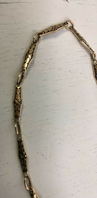 Antique Victorian 14k gold & black enamel pocket watch chain necklace 17.  33 g 9