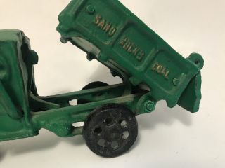 Cast Iron Mack Dump Truck Sand Rocks Coal Heavy Metal Green Paint Toy VTG 1930s 6
