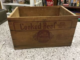 Old One Vintage Swifts Premium Corned Beef Advertising Wood Crate Box