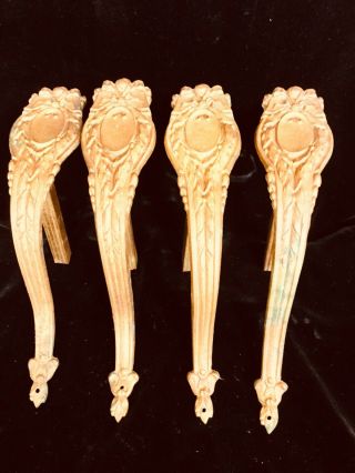 Set Of Four Gilt French Beaux Arts Style Curtain Rod Supports