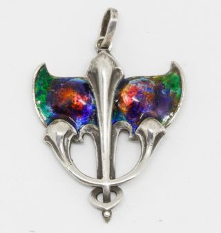 Antique Art Nouveau Silver & Enamel Liberty & Co Pendant Archibald Knox Design