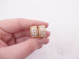 18ct Gold 2.  35ct Princess Cut Round Cut Diamond Cluster Hoop Earrings