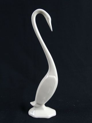 Vintage Mid Century Oriental Sacred Crane Porcelain Statu Engraved Karen