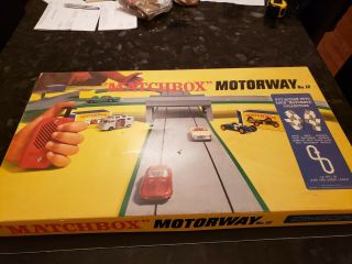 Vintage 1967 Matchbox Motorway 12 Racetrack Set With Cars In Boxes Vnm
