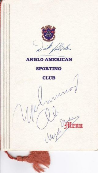 Muhammad Ali & Angelo Dundee Signed Vintage 1966 Boxing Dinner Menu Aftal