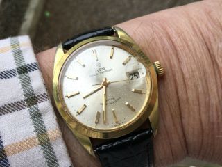 Vintage Rolex Tudor Oysterdate Automatic Mans Gold Watch Ref 2484