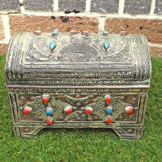 Antique / Vintage Arabic / Islamic Highly Decorated Box / Miniature Trunk