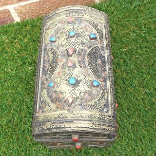 Antique / Vintage Arabic / Islamic Highly Decorated Box / Miniature Trunk 4