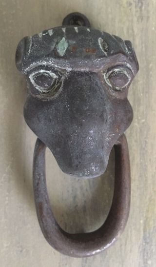 Antique Ape Monkey? Bronze Brass Figural Door Knocker Unique