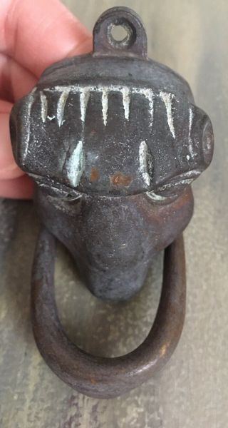 Antique Ape Monkey? Bronze Brass Figural Door Knocker Unique 3