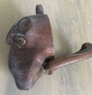 Antique Ape Monkey? Bronze Brass Figural Door Knocker Unique 4