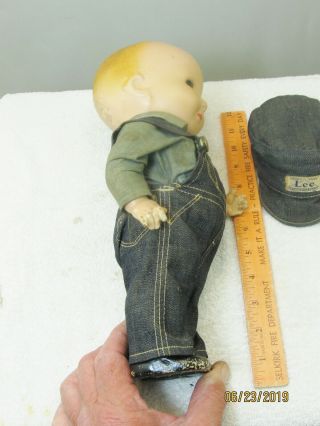 Vintage Buddy Lee Doll Composition Jeans Overalls Hat Union Made 4