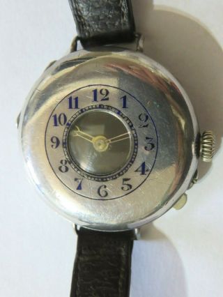 Vintage Ww1 1916 1917 Silver Half Hunter Trench Wrist Watch