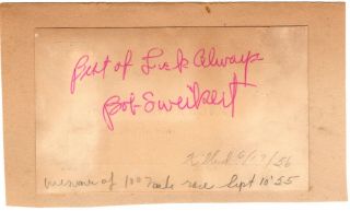 Bob Sweikert (american Racing Driver) Vintage Autograph Cut