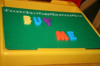 Vintage Early 90 ' s Children ' s Carrier with Chalkboard & Magnetic Alphabet - 2