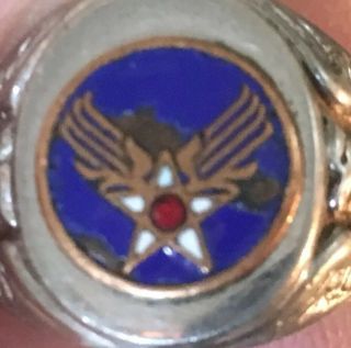 VINTAGE WWII US ARMY AIR FORCES STERLING SILVER RING SZ 10 4
