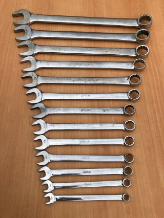 Vintage Snap On Sae Combination Wrench Set 13piece 3/8” To 1 - 1/8” Made In Usa