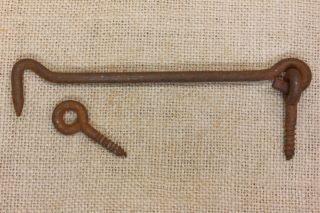 Hook And Eye 6” Extra Long Screen Storm Door Latch Catch Gate Steel Old Vintage