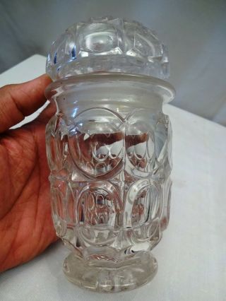 Vintage Glass Jar Sugar Pot Jam Preserved Bottle With Lid Press Old Collectible 2