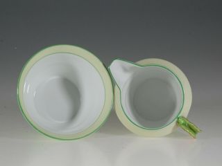 Moimura Bros.  Art Deco Green Floral Handled Cream and Sugar Set,  Japan c.  1929 3