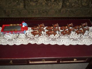 Vintage Cast Iron Budweiser Beer Wagon 8 Clydesdale Horses W/driver And Dog