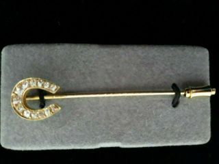 Antique 14K Yellow Gold & Diamonds Lucky Horseshoe Stick Pin 3