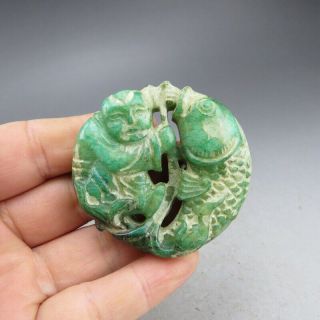 China,  Inner Mongolia,  Hongshan Culture,  Jade,  Fuwa & Fish,  Pendant N53