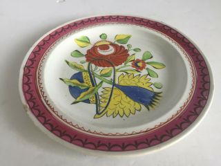 Antique Gaudy Dutch KINGS ROSE Oyster Plate Soft Paste Pearlware 7.  25 
