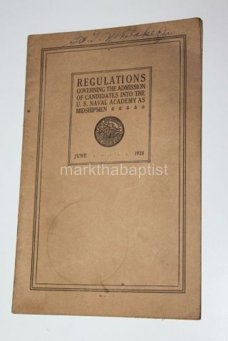 1928 Admission Of Candidates Into The Us Naval Academy As Midshipmen Navy Book