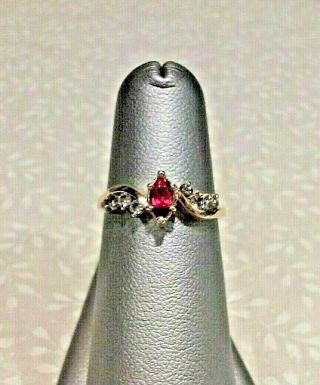 Lovely Estate/ Vintage 14K Yellow Gold Ruby & Diamond Ring 2