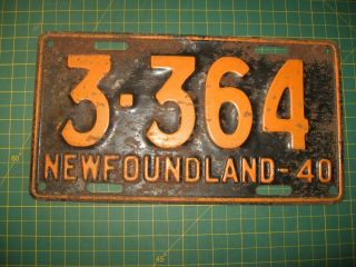 Vintage 1940 License Plate Antique Old Early Newfoundland Canada Nr