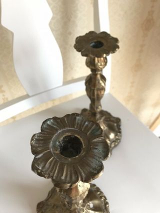 Vintage French Style Brass candlesticks Holders Pair. 2