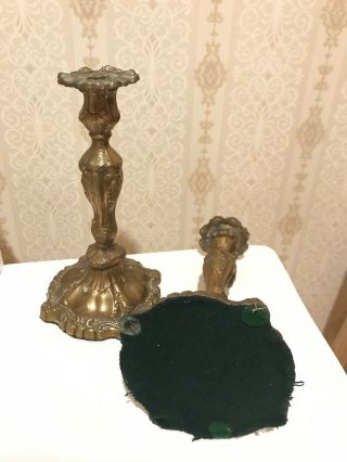 Vintage French Style Brass candlesticks Holders Pair. 3