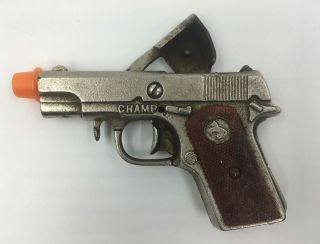 Rare 1938 Hubley " Champ " Colt Mark Cast Iron Cap Gun Made In U.  S.  A.  -