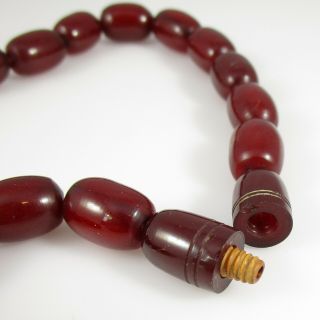 Cherry Amber Bakelite Necklace Barrel Bead Graduated 33.  5 to 14 mm | 25 
