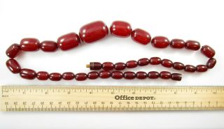 Cherry Amber Bakelite Necklace Barrel Bead Graduated 33.  5 to 14 mm | 25 