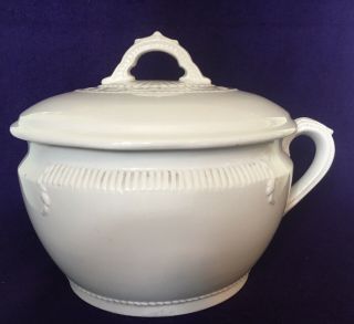 Antique Henry Alcock White Ironstone Chamber Pot With Lid Cobridge 1887