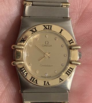 Stainless Steel 18k Gold Mini Omega Constellation Gold Face 6051 / 081