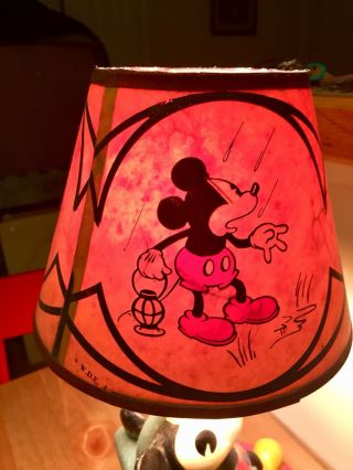 Rare 1930 Soreng Manegold Mickey Mouse Antique Lamp W/Shade Early Compo 10