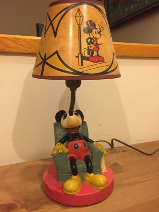 Rare 1930 Soreng Manegold Mickey Mouse Antique Lamp W/Shade Early Compo 11