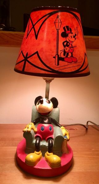 Rare 1930 Soreng Manegold Mickey Mouse Antique Lamp W/shade Early Compo