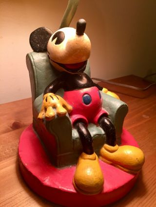 Rare 1930 Soreng Manegold Mickey Mouse Antique Lamp W/Shade Early Compo 3