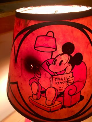 Rare 1930 Soreng Manegold Mickey Mouse Antique Lamp W/Shade Early Compo 6