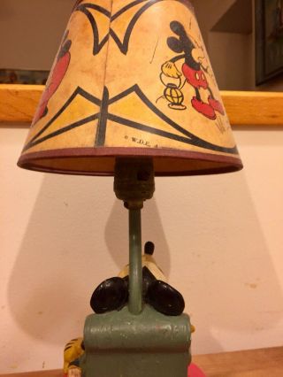 Rare 1930 Soreng Manegold Mickey Mouse Antique Lamp W/Shade Early Compo 8