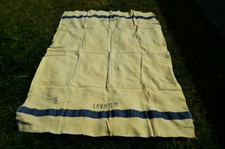 Vintage WWII Era 1940s US Navy ship Wool Blanket 77x55 Rare Exc. 6